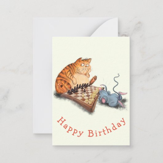 Chat et souris Jouer aux échecs Carte d'anniversai (Devant)