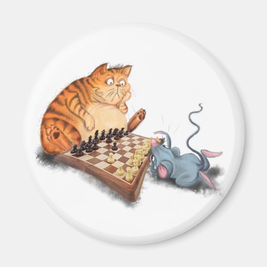 Chat et souris Jouer aux échecs Magnet Amusement (Devant)