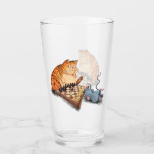 Chat et souris Jouer aux échecs Verre amusant