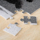 Chat et vase paniques - Puzzle de dessin monochrom (Côté)