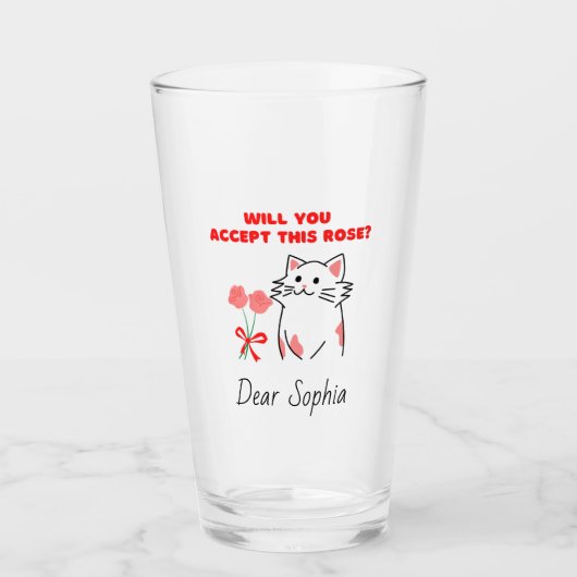 Chat et verre Rose adorable (Devant)