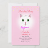 Chat & Étoiles sur Fille Rose Lumière Invitation A (Devant)