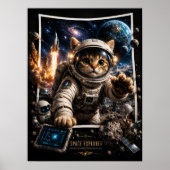 Chat Explorateur Spatial Art Poster Mural 3D Pop-U (Devant)