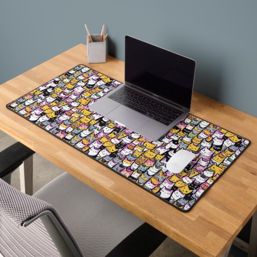 Chat face doodé comique motif félin animaux motif (Bureau 2)