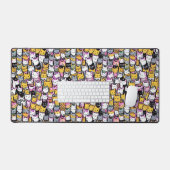 Chat face doodé comique motif félin animaux motif (Clavier et souris)