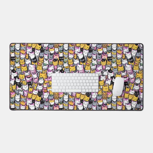 Chat face doodé comique motif félin animaux motif (Clavier et souris)