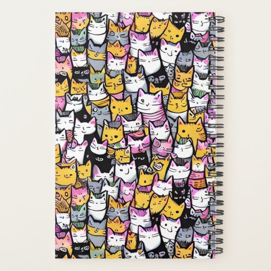 Chat face doodé félin motif animaux monogramme amu (Dos)