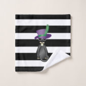Chat Fantaisiste Adorable, Rayures (Gant de toilette)
