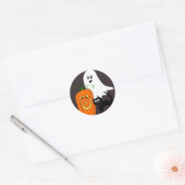 Chat fantôme et Stickers Halloween Citrouilles (Enveloppe)