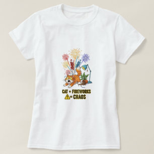 Chat + Feu d'artifice = Chaos - T-Shirt Drôle Prop