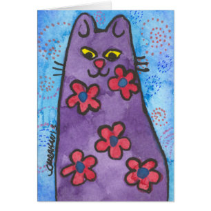 Chat fleuri pourpre d'amusement