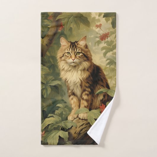 Chat forestier en feuillage luxuriant (Serviette à main)