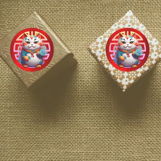 Chat Fortune Stickers de Nouvel An Chinois
