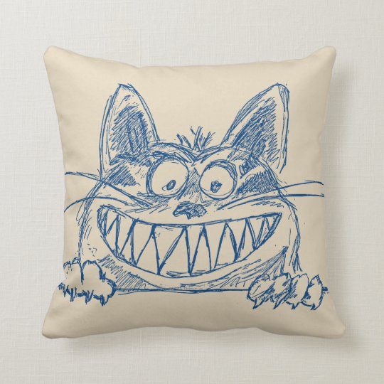 Chat frais fou dans le bleu coussin