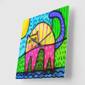 Chat funky Abstrait peinture grande horloge (Angle)