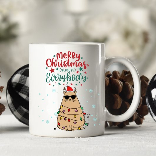Chat Funny Personnalisé Joyeux Noël Mug