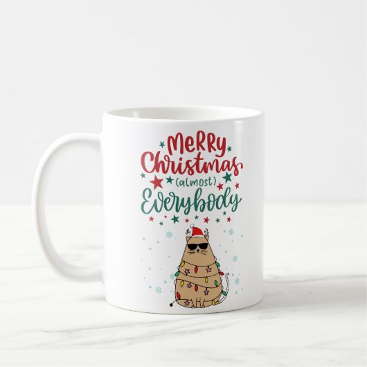 Chat Funny Personnalisé Joyeux Noël Mug (Gauche)