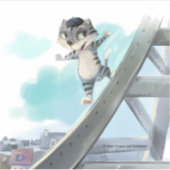 Chat Glisse Tour Eiffel – Paris Autocollant Vinyle (Devant)