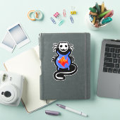 Chat Goth Evil Scary Chat Custom-Cut Vinyl Sticker (Couverture iPad)