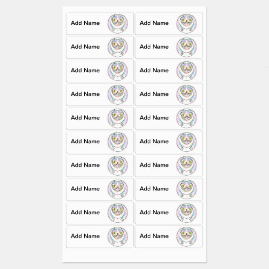 Chat gras avec Cheshire Chat Grin Étiquettes (Feuille)