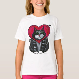 Chat gras et T-shirt fille à manches courtes du Co