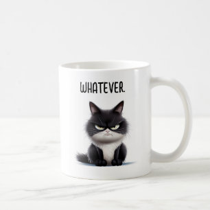 Chat grincheux avec tasse de café