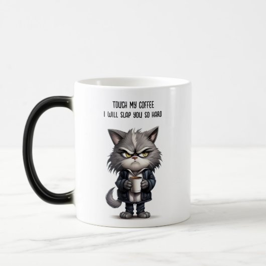 Chat grincheux avec tasse de café (Gauche)