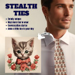 Chat gris avec Bowtie et Rose Cravate furtif<br><div class="desc">Gray Vintage Chat avec Bowtie et le Cravate Rose génération.</div>