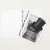 Chat gris avec chapeau supérieur (Devant avec enveloppe)