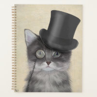 Chat gris avec chapeau supérieur