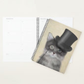 Chat gris avec chapeau supérieur (Devant avec enveloppe)