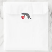 Chat gris avec Stickers Coeur Rouge (Sac)