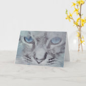 Chat gris avec yeux bleus Nouveau Accueil Carte de (Fleur jaune)