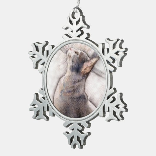 Chat gris de smoking en ornement de flocon de (Vue impression)