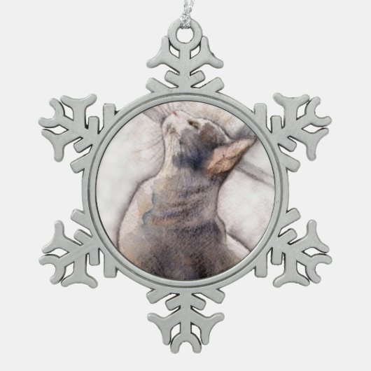 Chat gris de smoking en ornement de flocon de (Devant)