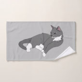 Chat gris et blanc Tuxedo (Serviette à main)