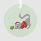 Chat gris mignon avec Casquette de Noël (dos)