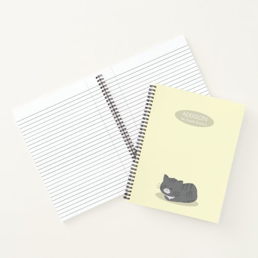 Chat gris mignon Carnet spiral jaune (Intérieur)