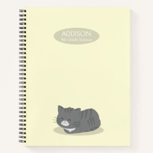 Chat gris mignon Carnet spiral jaune