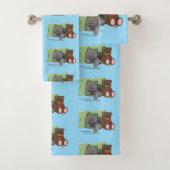 Chat gris ours en peluche (En situation)