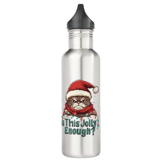 Chat grumpy amusant Bouteille d'eau de Noël (Gauche)
