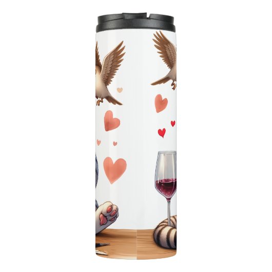 Chat grumpy avec bouteille de vin (Dos)