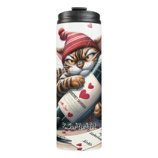 Chat grumpy avec bouteille de vin (Devant)