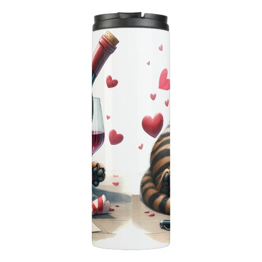 Chat grumpy avec bouteille de vin (Dos)