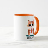 Chat Grumpy "BESOIN DE CAFÉ" Tasse | Adorable Chat (Devant droit)