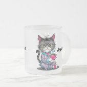 Chat Grumpy Funny Frosted Mug avec votre nom modif (Devant droit)