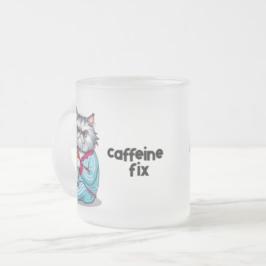 Chat Grumpy Funny Frosted Mug avec votre nom modif (Devant gauche)