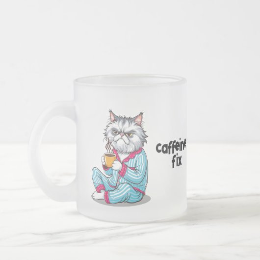 Chat Grumpy Funny Frosted Mug avec votre nom modif (Gauche)