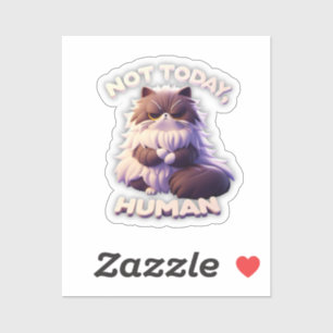 Chat Grumpy "Pas aujourd'hui, humain" Sticker en v