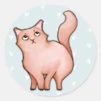 Chat grumpy Sulky Coeurs Sue Sticker rond